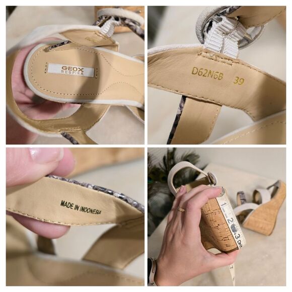 Geox Respira Wedged Sandals In Gray Snakeskin embossed leather 9 - Picture 6 of 9